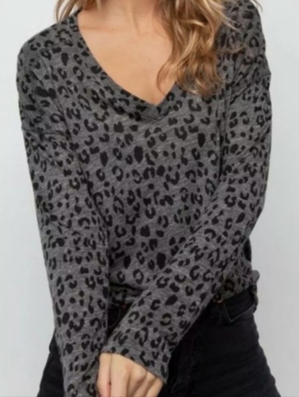 Rais Sami Animal Print Linen Blend Tee Top Size M